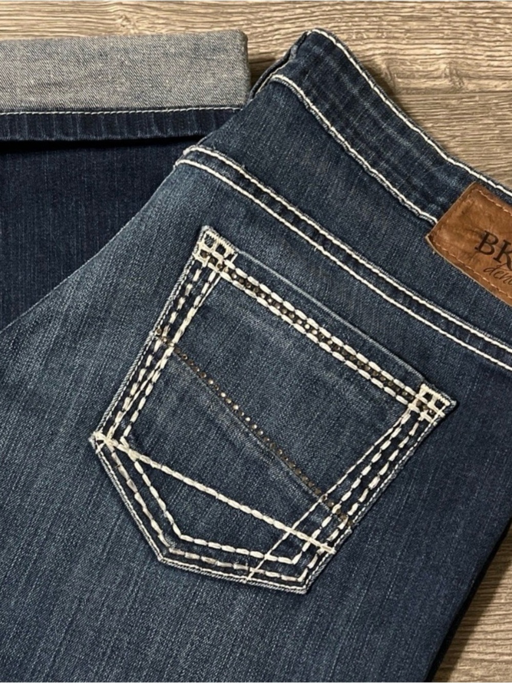 BKE Payton Stretch Mid Rise Dark Wash Cuffed Jeans size 30